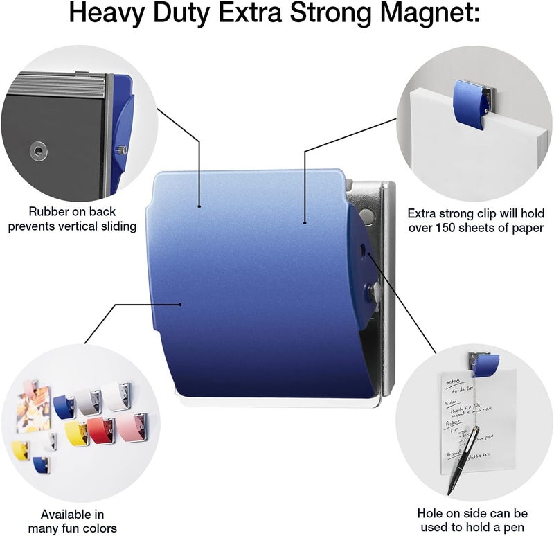 PLUS(ãƒ—ãƒ©ã‚¹) Extra Strong Magnetic Clips for Refrigerator and More, Large Blue, 3-Pack - Image 2